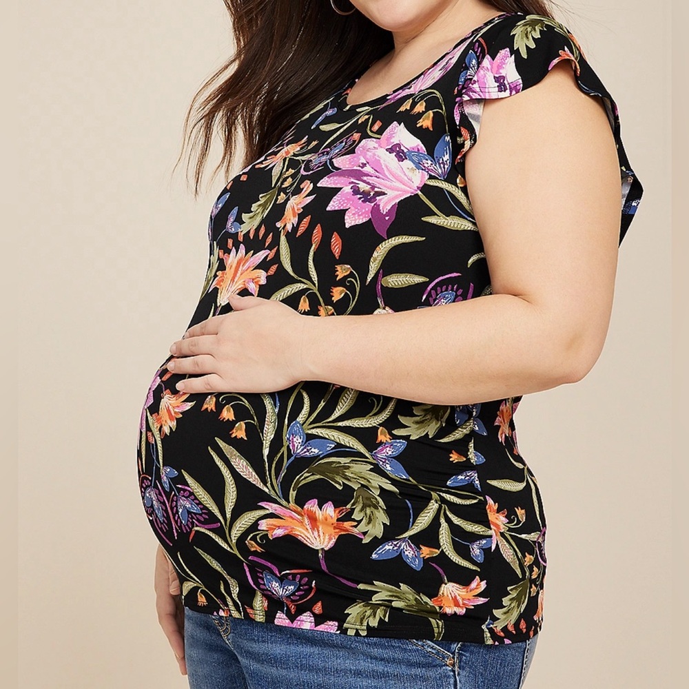 NWT Maurice’s Plus Size Floral Flutter Sleeve Maternity Tee